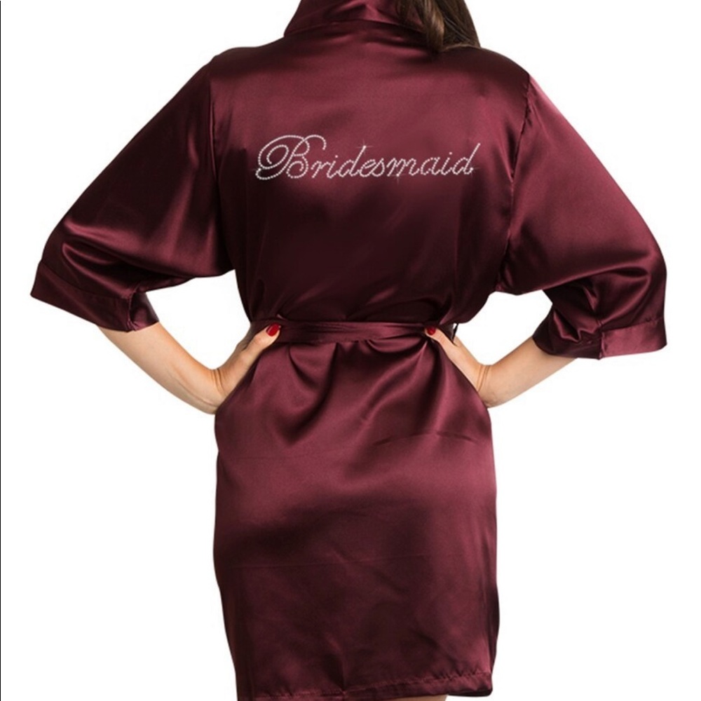 4/$10 ⚡️ Burgundy Bridesmaid Kimono Satin Robe